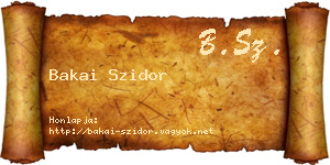 Bakai Szidor névjegykártya
